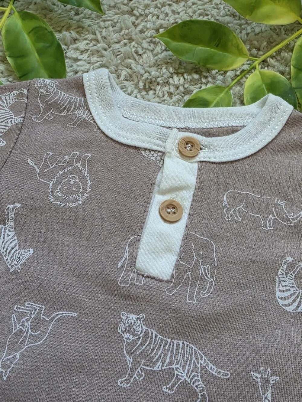 Baby Boy Wildlife Henley Onesie (6-9 Months)